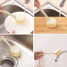 1pc Long Handle Kitchen Cleaning Brush, Plastic Dish Scrub Brush For Pots, Pans, Cutting Boards, Non-Stick Oil, Hanging Design, Stove Top Cleaning Brush - Multicolor - View 7