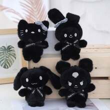 1 Pc Black Series Sanrio Kuromi Children's Plush Toy, Hello Kitty Backpack Accessory, Melody Keychain, Valentine's Day Gift Souvenir - Multicolor - View 1