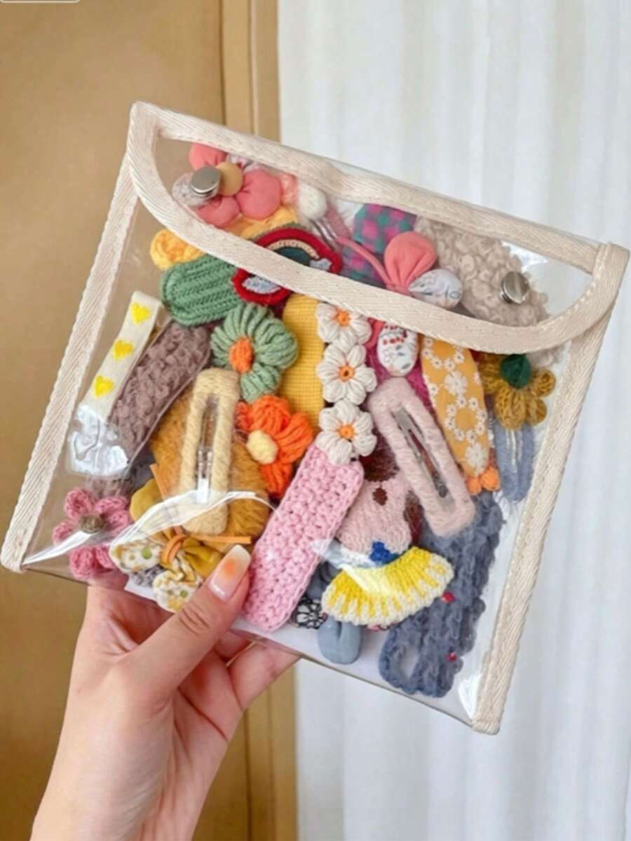 1pc Hair Tie Hair Clip Storage Bag Transparent Hair Accessory Storage Bag - White - View 1