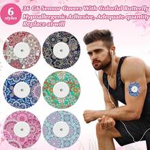 1 Box - 2/6/10pcs Adhesive Patches For Libre 2 Sensor, Mandala Floral CGM Patch Waterproof CGM Cover Sweat-Proof Colorful Sensor Blood Glucose Monitoring Protective Cover Detachable Strap - View 1
