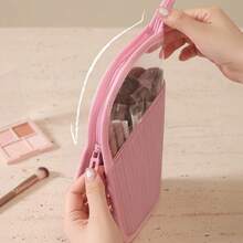 Flexible Standing Makeup Bag, Semi Transparent Travel Wash Bag, Standing Portable Makeup Brush Storage Bag, Large Capacity Storage Makeup Brush, Lipstick Pencil, Cosmetics Suitable For Travel And Vacation, Convenient Storage And Carrying Of Cosmetics - Multicolor - View 8