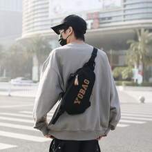 SHILAN Vintage Canvas Sling Chest Bag, Letter‑Decorated Multi‑Pocket Crossbody Pack For Outdoor Casual Daily Use - Multicolor - View 9