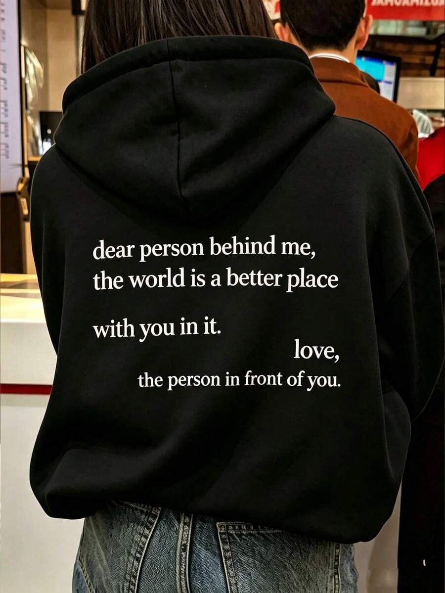 Gentle Slogan Print Sweatshirt, Healing Warm Copy Pullover Sweatshirt, Kind Healing Vibe Daily Streetwear Top Black Casual Fall