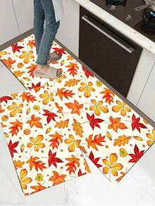 1/2pcs Thanksgiving Maple Leaf Pattern, Vintage Diatomaceous Earth Mat, Super Absorbent, Non-Slip, Perfect For Bathroom, Kitchen And Dining Room, Quick Dry, Perfect Gift For Home Decor And Bathroom Mat, Thanksgiving Holiday Gift! - Multicolor - View 6
