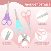 Graduated Student Scissors, Round-Tip Stainless Steel Student Craft Scissors, Suitable For School Or Office, Cute Macaron Color DIY Paper Cutting Scissors - A - View 6