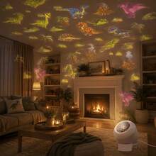 LED Dynamic Dinosaur Projection Light, USB Plug-In Night Light, 360° Adjustable Angle, Whole Room Dinosaur Projection Light, Suitable For Living Room, Party Decoration, Birthday Gift, Christmas Decoration Light - White - View 5