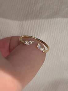 1pc Sparkling Wing Ring For Women, Luxury Niche Design, High-End Fashion Elegant Elegant, Open Adjustable Finger Ring, Suitable For Daily Wear, Gatherings And Parties - Gold - View 3