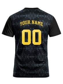Manchester Style Customized Men's Football Jersey & & Man & Customizable Name & Number & Lightweight Sports Top & Breathable, Moisture-Wicking, Quick-Drying & Training, Daily, Gift & Viking - Black - View 3
