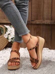 Spring/Summer New Vintage Classic Wedge Platform Sandals For Women, Casual Comfortable Open Toe Sandals For Outdoor Wear - Multicolor - View 4