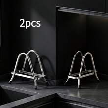 1pc/2pcs 2 Styles Available, Adjustable Thickness Cutting Board Rack, Vertical Countertop Cutting Board & Pot Lid Holder, Kitchen Storage Rack, Cutting Board Drain Rack, Daily Home Essential, Kitchen Helper - Silver - View 10