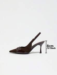 Women's High Heel Pumps, Pointed Toe Heels, Fashion Versatile Buckle Stiletto Heels, Slingback Buckle Slip-On Shallow Cut Sandals - Brown - View 10