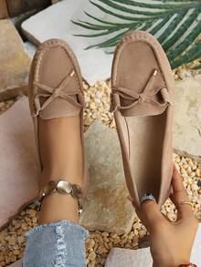 Women's New Flat Soft Sole Comfortable Breathable Non-Slip Versatile Ballet Shoes Fashion Bow Knot Spring Autumn - Khaki - View 10