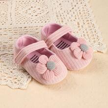 1 Pair Girls Solid Color Fabric Flower Flat Fashion Soft Sole Cute Princess Shoes, Suitable For Spring And Autumn - Pink - View 9