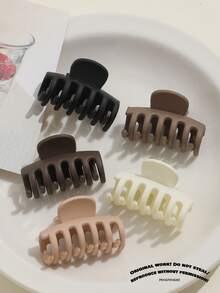 5pcs 4cm Milk Coffee Color Small Claw Hair Clips, Sweet Girl Style Solid Color Side Clips, Suitable For Braiding, High Ponytail, Half-Up Hair And Updo Hair Accessories - Multicolor - View 8