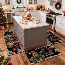 1/2/3pcs Christmas Theme Kitchen Rug, Flannel Kitchen Mat, Soft Comfortable Absorbent Non-Slip Machine Washable With Non-Slip Backing, Suitable For Multiple Scenes: Entrance, Living Room, Bedroom, Kitchen, Dining Room, Bathroom, Laundry Room, Hallway, Christmas Holiday Home Decor Floor Mat - Multicolor - View 6