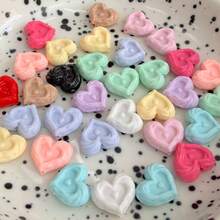 20pcs Multicolor Twisted Heart Acrylic Through‑Hole Loose Beads For DIY Bracelets, Phone Charms, Keychains Handmade Craft Supplies - Multicolor - View 2
