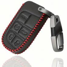 بطانية مفتاح السيارة ل- Grand Cherokee و Chrysler و Fiat 500X و Dodge Durango - حافظة مفتاح السيارة من جلد PU مع 5 أزرار - مقاس واحد - مشاهدة 4
