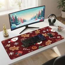 Holiday Christmas Print Large Extended Gaming Mouse Pad, Non-Slip Rubber Base, Smooth Sliding Surface, Multi-Functional Desk Mat For Computer Office Home Study, Holiday Abstract Desktop Decor - A - View 2
