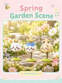 MINISO Chiikawa Bee Costume Spring Bobble Ornament, 1 Random Design, Cute Character Desktop Monitor Decor For Desk Shelf, Birthday Christmas Gift - Random One - View 6