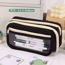 Large Capacity Transparent Pencil Case - Multifunctional Oxford Cloth Stationery Storage Bag With Zipper, Portable Cosmetic Storage Bag, Suitable For Office And School Supplies, Pencil Case, Back To School Season - Pencil Case - View 12