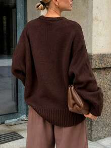 Women's Autumn/Winter Fashion Retro Brown Sweater, Suitable For Halloween, Christmas, Daily Commute, Date, Travel And Various Occasions New Year Beer Festival - Coffee Brown - View 5