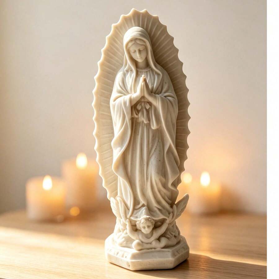 Our Lady Of Guadalupe Resin Statue, Virgin Mary Model, Catholic Statue, Mexican Virgin Mary Statue, Saint, Home Prayer Decoration, Craft Collection, Gift, Birthday, Graduation - Multi-color - View 1