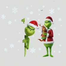 The Grinch 2pcs/Set Christmas Static Glass Stickers, Holiday Window Decals, Funny Christmas Style, Removable Decorative Stickers, Suitable For Winter Store Windows, Home Glass Windows, Shopping Mall Store Decor, Christmas Theme Party Scenes - Multicolor - View 6