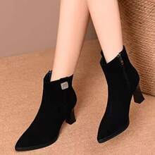 French Chic Pointed Toe Stiletto Heel Slim Ankle Boots 2026 Autumn/Winter New High-End High Heel Ankle Boots For Women - Black - View 7