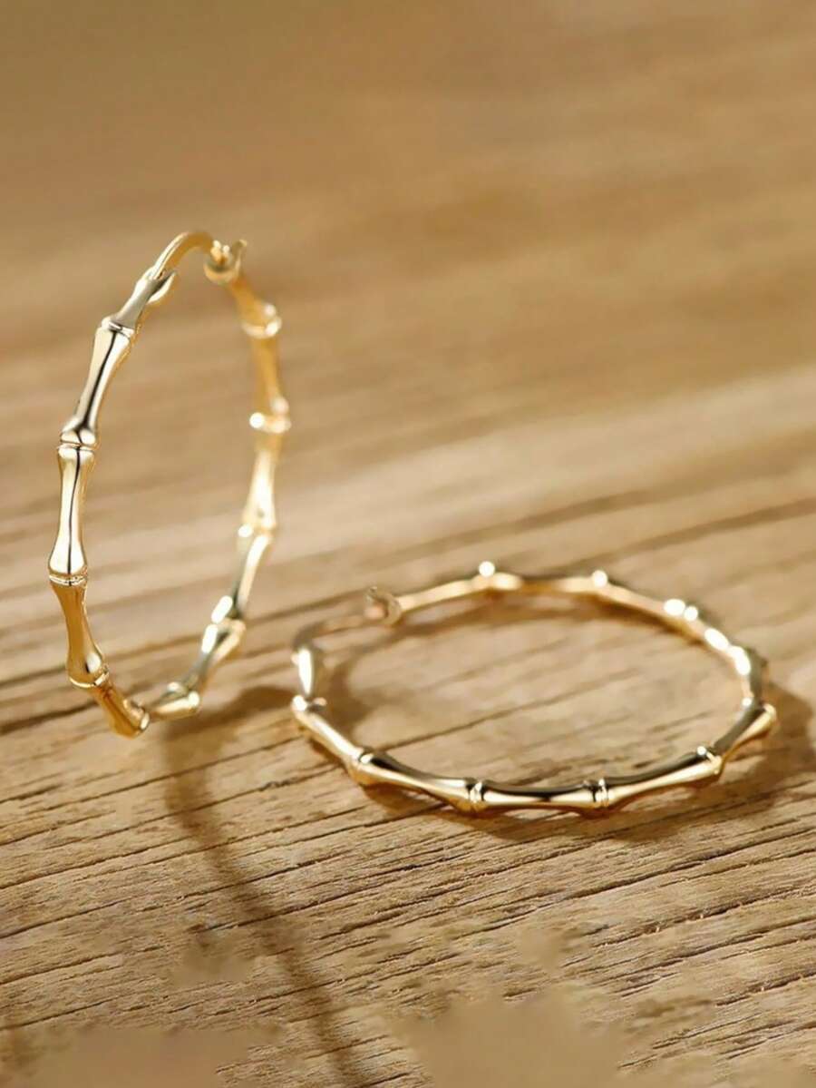 1 Pair Daily Wear Hoop Earrings For Women, Wedding Engagement Party Jewelry, Valentine's Day Gift - Yellow Gold - View 1
