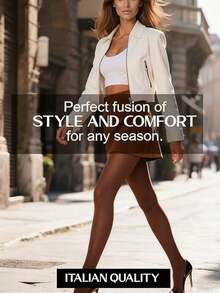 Multi-Color Sheer Tights, Apricot / Coffee / Black High Elastic High Waist Pantyhose, Suitable For Plus Size - Black - View 7