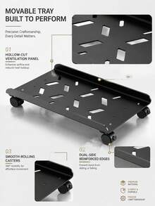1pc Movable Computer Host Stand, Minimalist Office Style Storage Rack, Desktop Host Tray. Suitable For Gaming Room, Office, Study And Studio. Ideal For Gamers, Office Workers And DIY Installation Enthusiasts. - Black - View 3