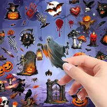 5PCS Transparent Original Halloween PET Stickers - Halloween Waterproof DIY Scrapbooking Material Stickers - A - View 3
