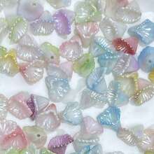 140pcs Multicolor Pearl Luster Morning Glory Acrylic Center Hole Loose Beads For DIY Bracelets, Phone Charms, Keychains Handmade Craft Supplies - Multicolor - View 11