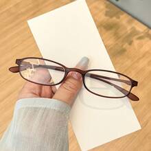 1pc Women's Rectangular Small Frame Non-Prescription Glasses, Daily Outfit Accessory, Back To School Essential - Multicolor - View 2