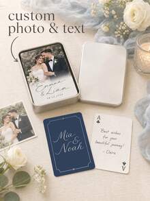Personalized Photo Playing Cards With Custom Names And Initials, Wedding Poker Deck, Custom Couple Picture Cards, Wedding Reception Guest Message Cards, Anniversary Keepsake, Romantic Gift For Newlyweds, Couples, Wedding Guests And Friends. - Multicolor - View 3