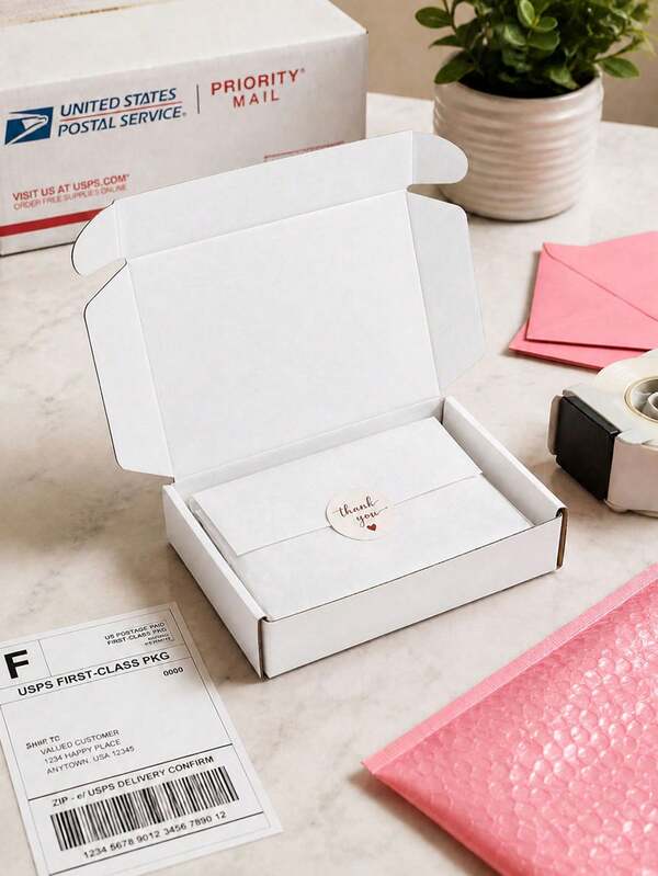 5 piezas/1 pieza - Cajas de papel corrugado blanco, cajas de envío, cajas de embalaje, cartones postales, materiales de embalaje, cajas con cojín de aire, cajas de regalo, cajas de cartón corrugado ideales para que las pequeñas empresas empaquen sus productos