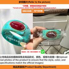 Contrast Marble Pattern Resin Wide Bangle, Marble Texture Design, Light Luxury Inlaid Colorful Stones, Thickened Exaggerated Niche Design Jewelry Bracelet - Multicolor - View 10