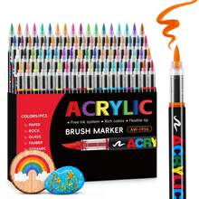 24pcs/36pcs Colorful Soft Tip Acrylic Marker Set, Large Capacity DIY Planner Brush Pens, Coloring Painting Pens, Large Capacity Graffiti Pens, Suitable For Office, Study, Painting, Marking, Stone Blocks, Back To School Season, Random Colors, Random Packaging - Random Color - View 3
