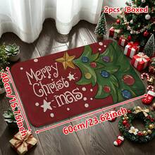 1/2/3pcs Christmas Theme Kitchen Rug, Flannel Kitchen Mat, Soft Comfortable Absorbent Non-Slip Machine Washable With Backing, Suitable For Multiple Scenes: Entryway, Living Room, Bedroom, Kitchen, Dining Room, Bathroom, Laundry Room, Hallway, Christmas Holiday Home Decor - Multicolor - View 14
