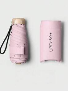 1pc Lightweight Portable Travel Umbrella, Waterproof Design, Manual Open/Close, 6 Reinforced Ribs, UV Protection, Unisex (Due To Batch Differences, Umbrella Fabric Material, Rib Color, English Letter Pattern Design, Button Shape And Rib Color Combination Are Random, Please Understand The Inconvenience Caused). Spring/Summer Selection, Bridesmaid Gift, Room Decor, Bedroom Decor, Beach Travel, Suitable For Men And Women - Multiple Styles - View 11