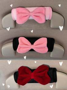 2pcs Cute Bow Plush Car Roof Handle Covers, Soft Grip Handle Protector, Car Interior Decoration Accessories - Multicolor - View 1