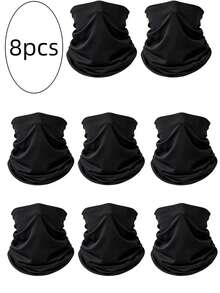 8pcs Men's Neck Gaiter Face Mask Headscarf Suitable For Daily Wear - Black - View 8