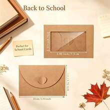 40pcs/Set Envelopes And Cards With Transparent Kraft Paper Window Stickers, Back To School Season Gift, Vintage Kraft Paper Envelopes, White Cardstock, Heart-Shaped Seal, Heart-Shaped Pattern Creative Gift Box, Suitable For Wedding, Birthday And Greeting Cards - Vintage Kraft Paper Heart Envelope - View 4