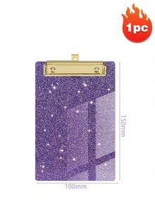 1pc Sparkly Pink Glitter Acrylic Clipboard, Portable Golden‑Clip Writing Board, Decorative Light‑Weight Document Holder For School, Office & Travel Note‑Taking & Paper Organizing - Rectangle - View 10