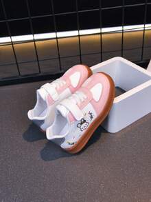 Girls' Pink & White Rabbit Embroidery Casual Sneakers, Hook & Loop Non-Slip Soft Sole Kids' Sports Shoes, Versatile For Spring & Autumn - Pink - View 2