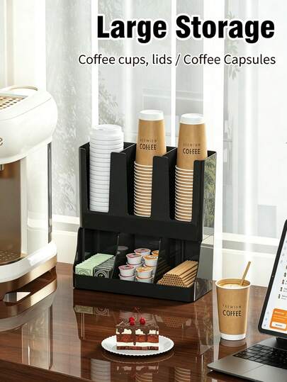 Coffee Cup Holder Milk Tea Shop Disposable Paper Cup Dispenser Cup Rack Multi-Function Bar Counter Integrated Molded Storage Box