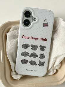 1pc Niche Retro Puppy Club Illustration Phone Case, Bumper Anti‑Fall Protective Shell, Fit For Daily Social & Relax Time, Thoughtful Holiday Gift For Men And Women, Compatible With IPhone11 12 13 14 15 16 17 18 Pro Max - Multicolor - View 4