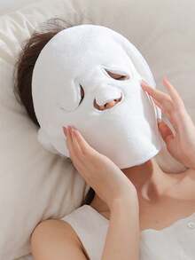 1pc Reusable Hot Compress Facial Mask, Cold & Hot Compress Face Towel, Suitable For Home Bathroom Decor, Back To School Season Beauty Salon Home Bathroom Supplies - White - View 9
