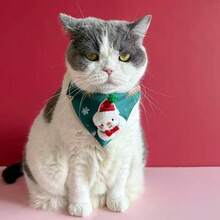 1pc Pet Christmas Triangle Bandana, Cute Dog Cat Christmas Triangle Scarf Decoration, Adjustable Pet Bib, Printed Snowman Triangle Bandana, Christmas Decoration, Pet Christmas Gift - Multicolor - View 3