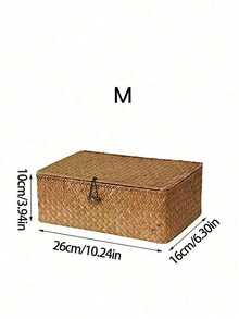 Woven Storage Box With Lid, Handwoven Storage Box, Bohemian Style Decorative Desktop Storage Box, Multi-Functional Sundries Storage Container, Kitchen Storage, Wall-Mounted, Suitable For Kitchen, Bathroom, Living Room, Christmas Storage - Orange - View 7